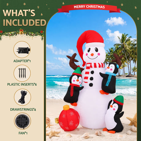 Another view of the inflatable snowman, in water-repellent fabric.