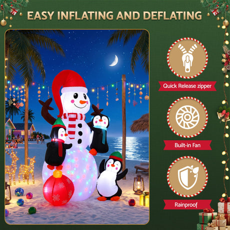 Another view of the inflatable snowman, in UV-resistant material.