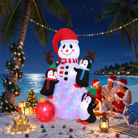The inflatable snowman shown again, mains powered with a transformer.