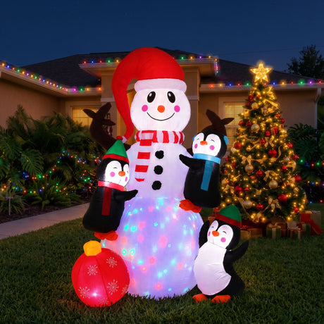 The inflatable snowman shown again, with a built-in air blower.