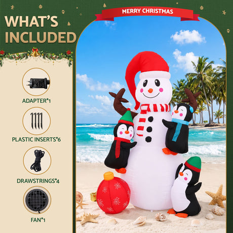 Another view of the inflatable snowman, in water-repellent fabric.