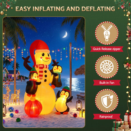 Another view of the inflatable snowman, in UV-resistant material.