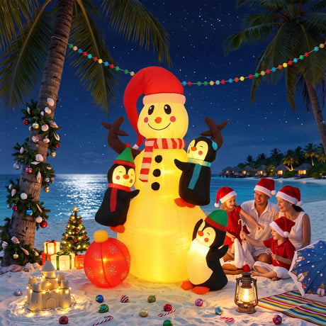 The inflatable snowman shown again, mains powered with a transformer.