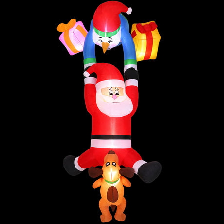 Inflatable climbing Santa 3.5 metres tall, lit by internal LEDs.