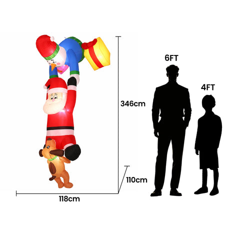 Another view of the inflatable climbing Santa, mains powered with a transformer.
