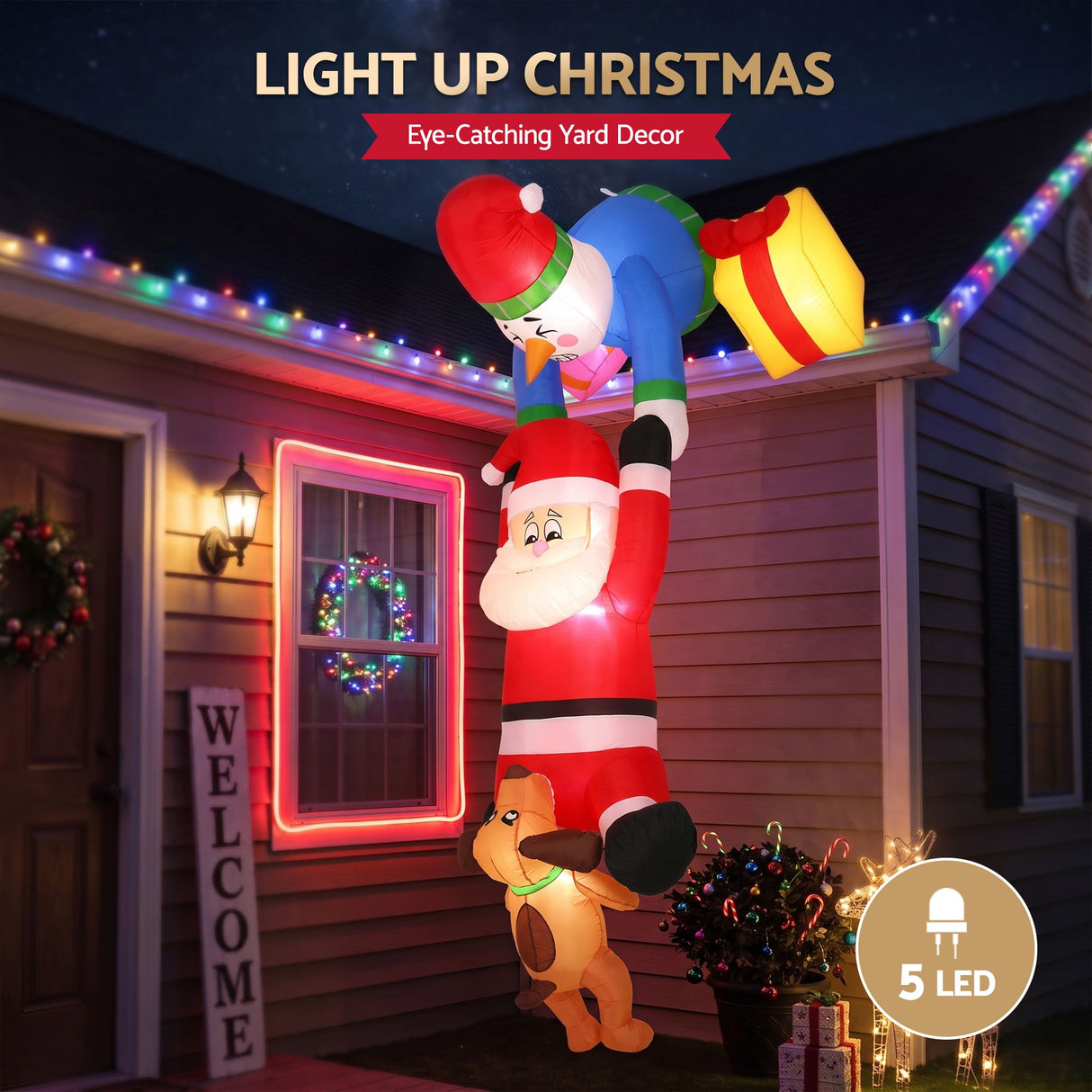 Jingle Jollys Christmas Inflatable Climbing Santa 3.5M Height LED Decorations Illuminated - Shoppers Spot Occasions > Christmas > Outdoor Decorations & Lights - Alternate view 5