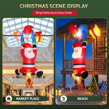 Another view of the inflatable climbing Santa, deflates flat for storage.