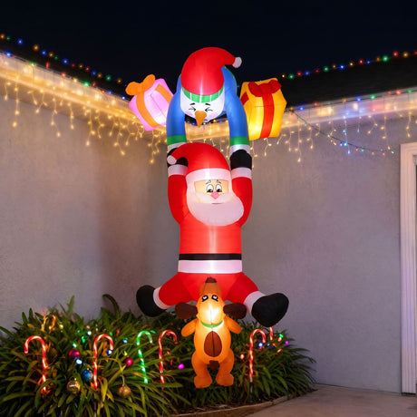 The inflatable climbing Santa shown again, with pegs and ropes for anchoring.