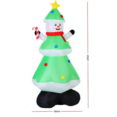 Another view of the inflatable snowman and tree, for indoor or outdoor use.