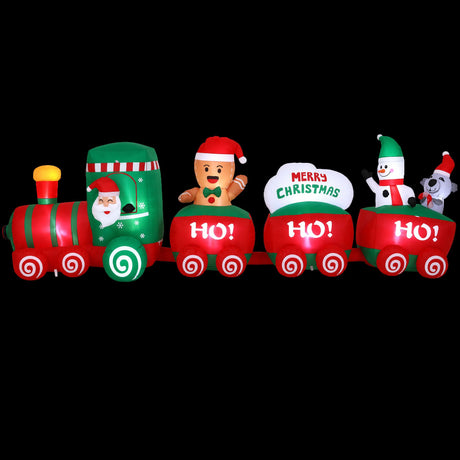 Inflatable Santa train 3.6 metres long, lit by internal LEDs.