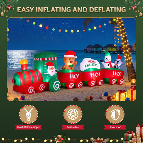 Another view of the inflatable Santa train, in UV-resistant material.