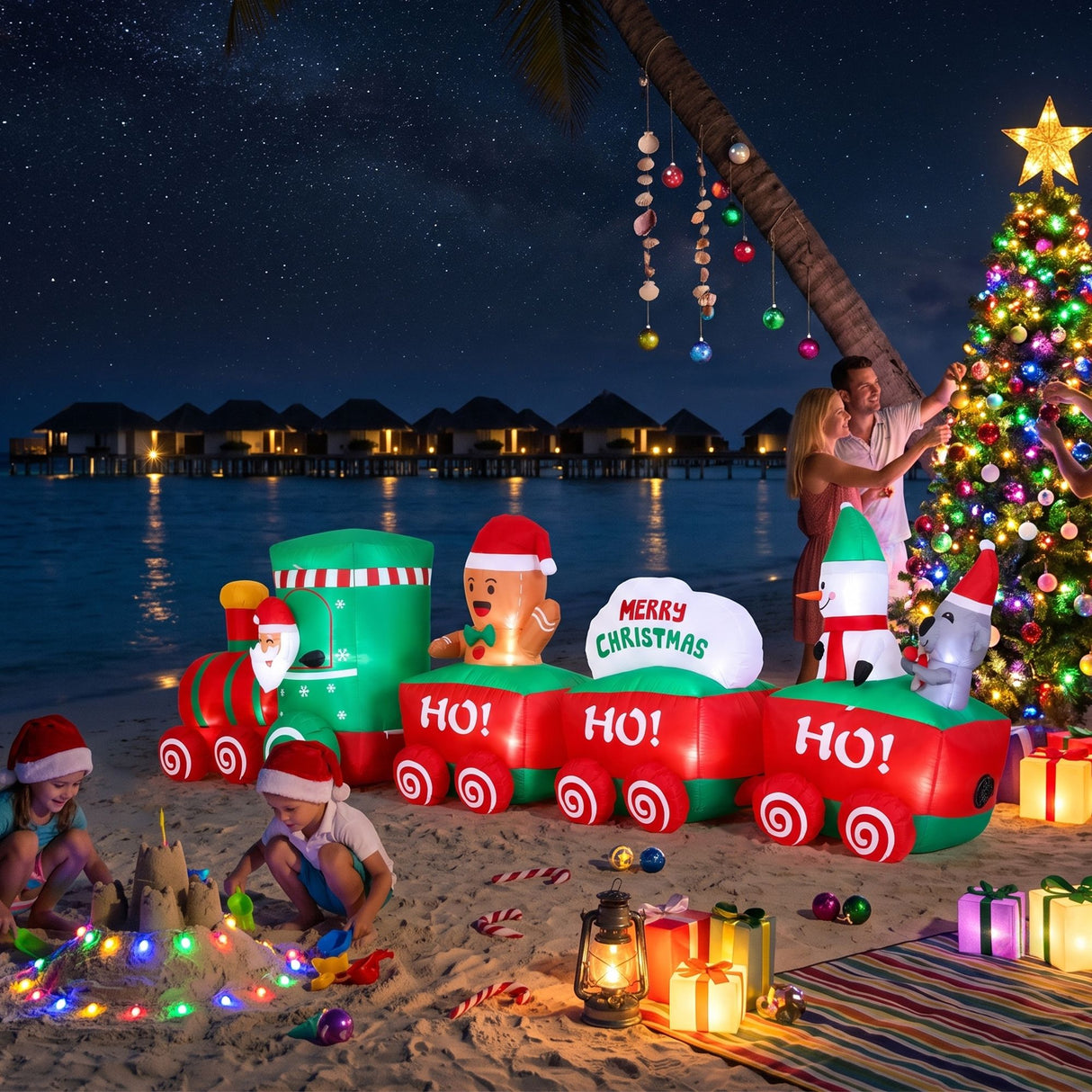 Jingle Jollys Christmas Inflatable Santa Train 3.6M Length LED Decorations Illuminated - Shoppers Spot Occasions > Christmas > Outdoor Decorations & Lights - Alternate view 10
