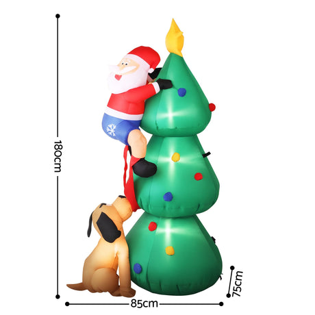 Another view of the inflatable Santa and tree, mains powered with a transformer.