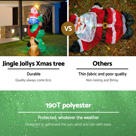 Another view of the inflatable Santa and tree, in UV-resistant material.