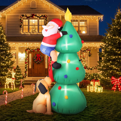 The inflatable Santa and tree shown again, for indoor or outdoor use.