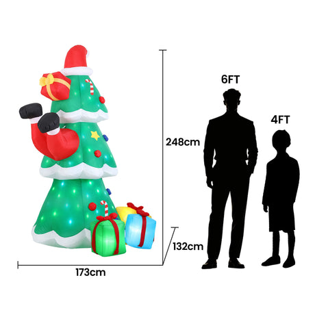 Another view of the inflatable Santa and tree, mains powered with a transformer.