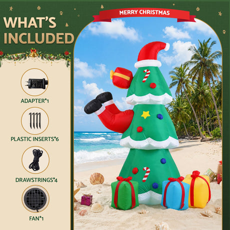 Another view of the inflatable Santa and tree, in UV-resistant material.
