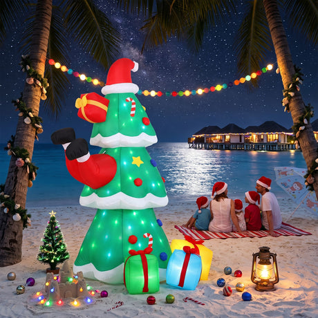The inflatable Santa and tree shown again, for indoor or outdoor use.