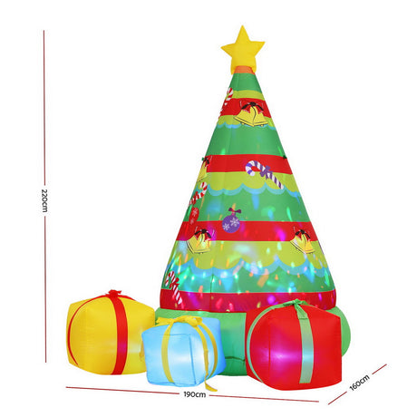 Another view of the inflatable gift tree, mains powered with a transformer.