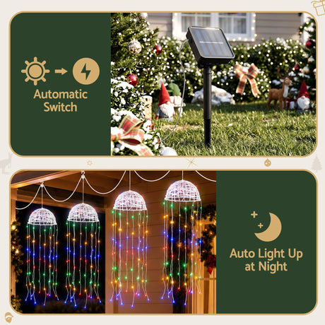 Another view of the four solar jellyfish lights, for outdoor use.