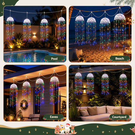 The four solar jellyfish lights shown again, for outdoor use.