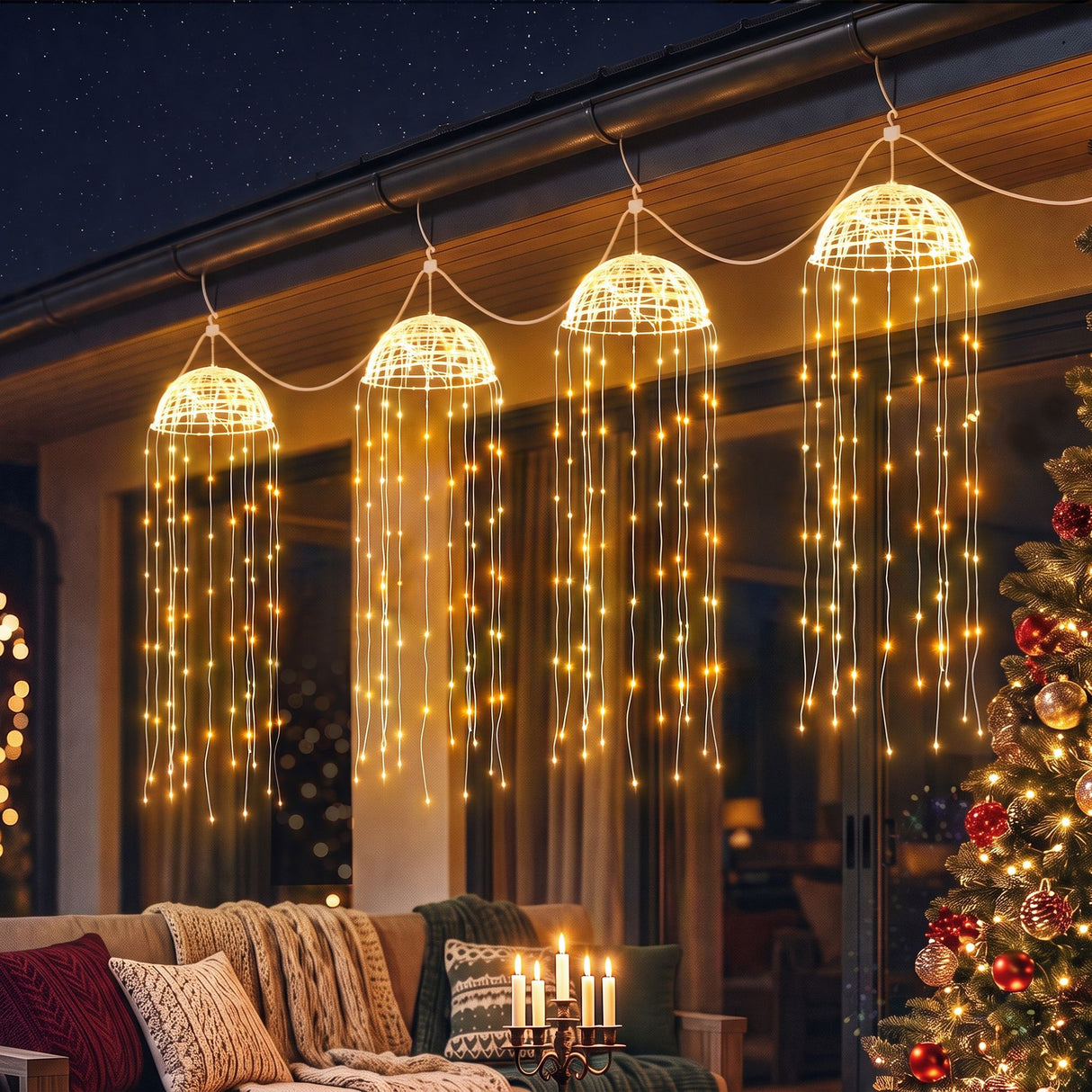 Jingle Jollys Christmas Lights Solar Jellyfish 4Pcs Garden Decorative Warm White