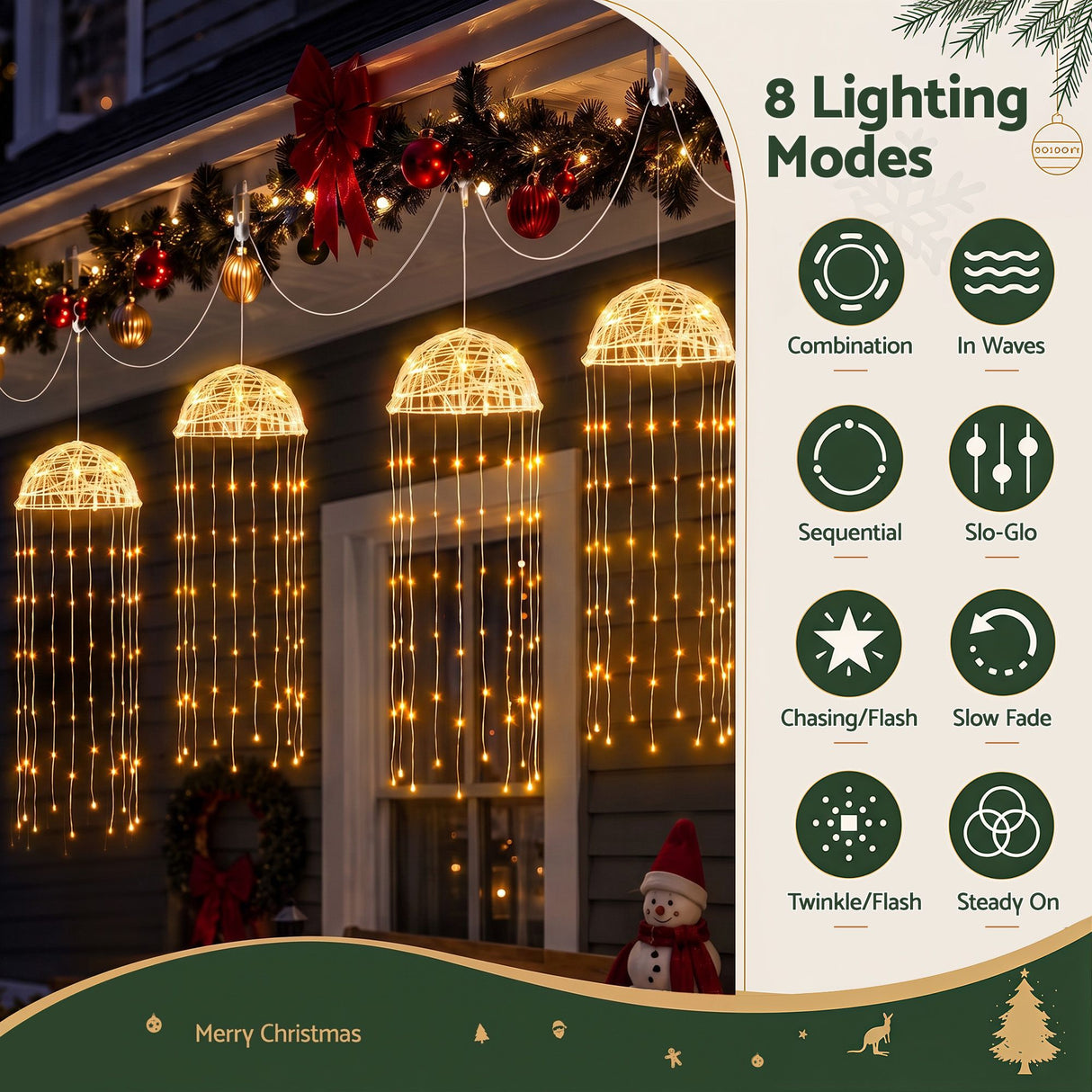 Jingle Jollys Christmas Lights Solar Jellyfish 4Pcs Garden Decorative Warm White