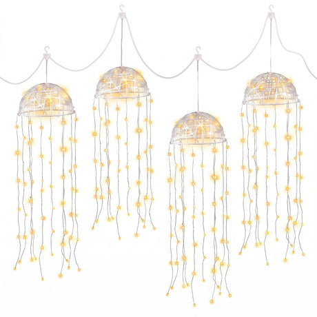 Further view of the four solar jellyfish lights, solar powered.