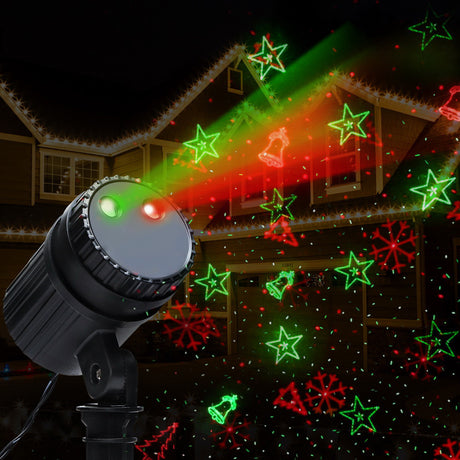 The Christmas laser projector shown again, with a remote control.