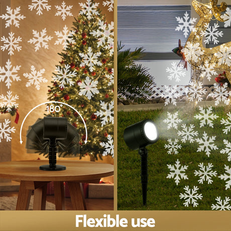 The snowflake laser projector from another angle, mains powered with a transformer.