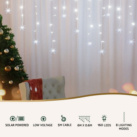 Another view of the 6m solar icicle lights, for indoor or outdoor use.