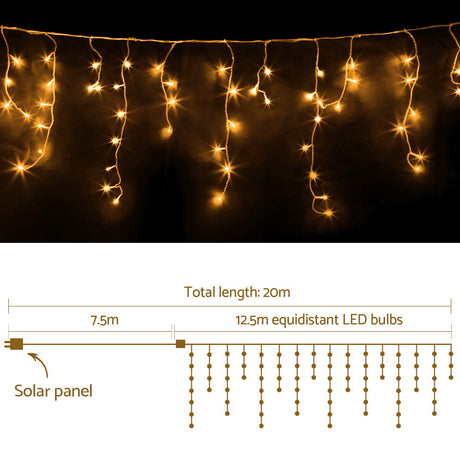 Another view of the 12.5m solar icicle lights, solar powered.