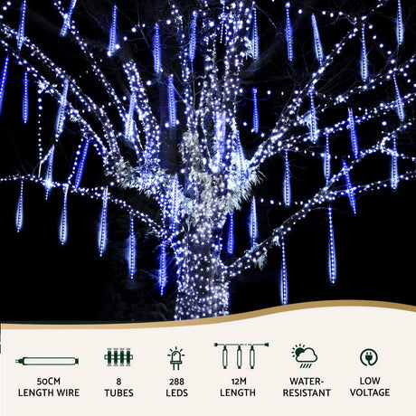 Another view of the 7m icicle meteor lights, running on low voltage.