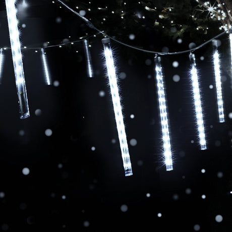 The 12m icicle meteor lights shown again, running on low voltage.