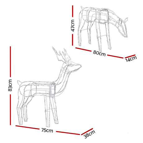 Another view of the two lit reindeer, solar powered.