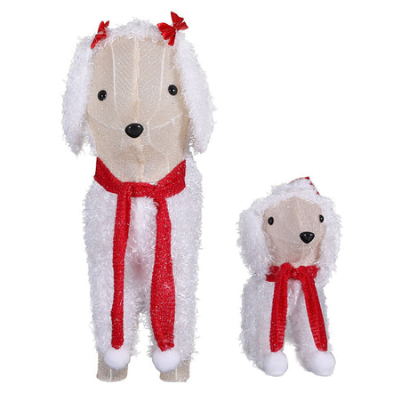 Another view of the light-up dog figures, mains powered with a transformer.