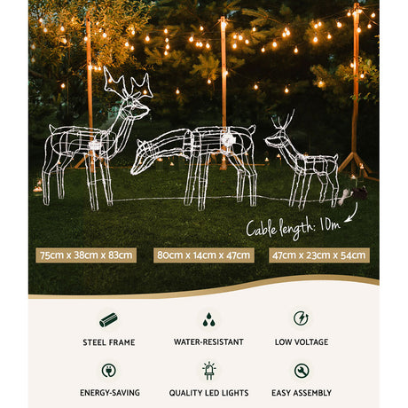 Another view of the three lit reindeer, for indoor or outdoor use.
