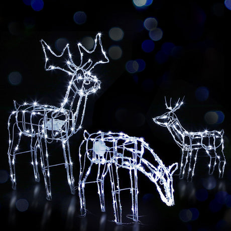 Three lit reindeer, mains powered with a transformer.