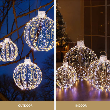 Another view of the three light-up balls, running on low voltage.