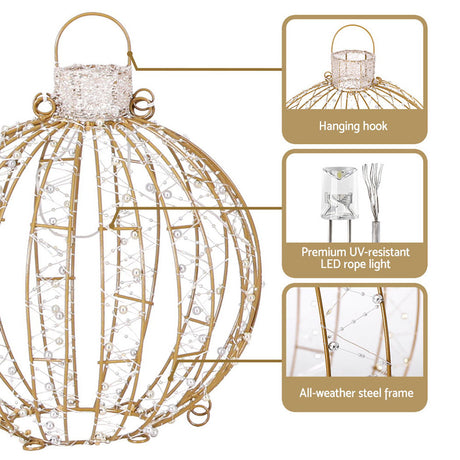 The three light-up balls shown again, 360 LEDs.