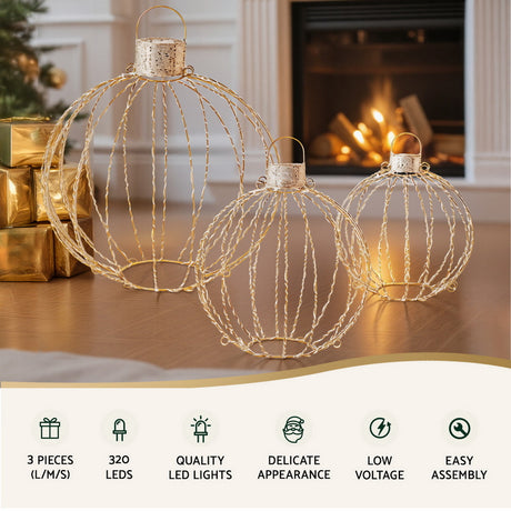 Another view of the three light-up balls, for indoor or outdoor use.