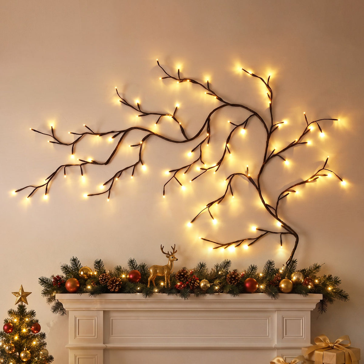 Willow vine branch fairy lights 1.8 metres long with warm white LEDs.