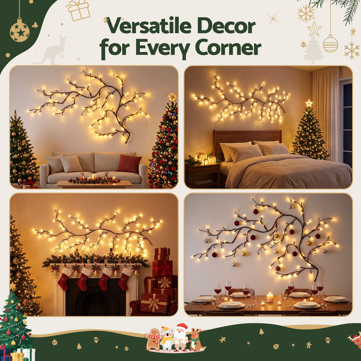 Willow vine branch lights, USB powered.