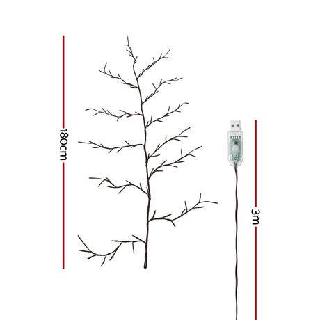 Further view of the willow vine branch lights, for indoor use.