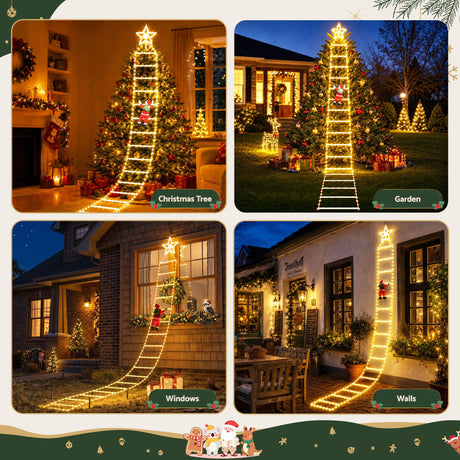 3.4m Santa ladder lights, with a built-in timer.