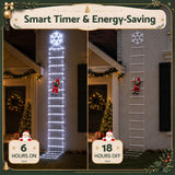 Jingle Jollys Christmas Ladder Lights Santa 3.4m 328LED Hanging Decor Cool White