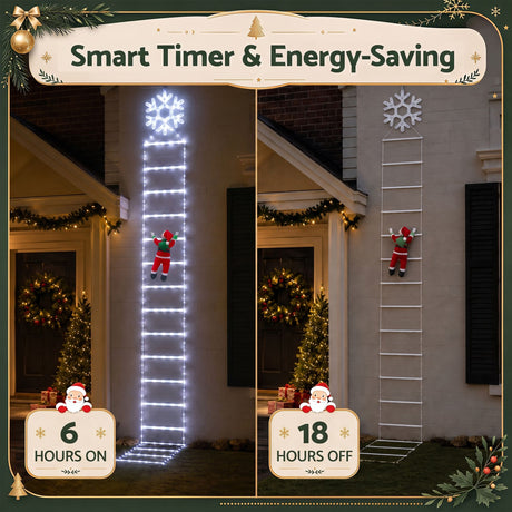 Another view of the 3.4m Santa ladder lights, running on low voltage.