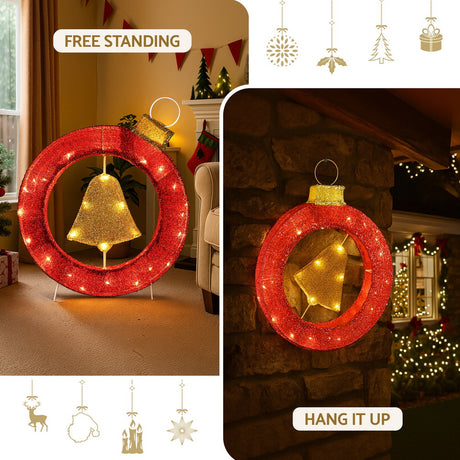 The bell and wreath motif light shown again, for indoor or outdoor use.