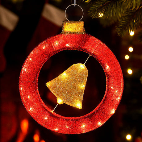 The bell and wreath motif light shown again, running on low voltage.