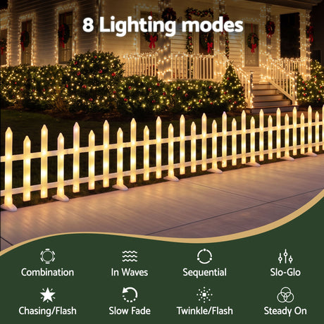 Another view of the eight solar fence lights, eight lighting modes.
